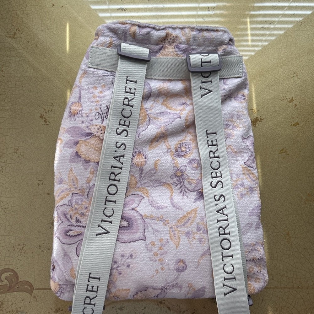 Victoria's Secret Purple and Cream Towel Backpack